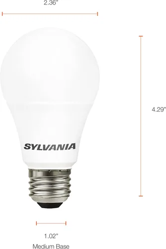 Miniatura 6 de Sylvania Bombilla LED, equivalente a 60 W A19, eficiente 8.5 W, base media, acabado esmerilado, 800 lúmenes, blanco suave, paquete de 2 (73886)