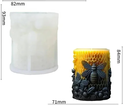 Miniatura 2 de Molde de silicona de cilindro panal 3D con flores y rosas - Molde de peonía y vela para resina, arcilla y fabricación de jabón - Suministros