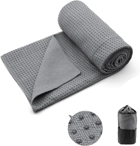 Miniatura 2 de Eunzel Toalla de yoga, toalla para esterilla de yoga caliente con puntos de agarre, absorbente de sudor, antideslizante, para yoga caliente, pilates