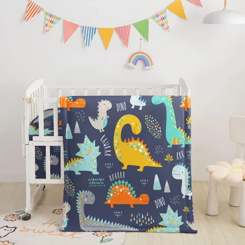 Juego de ropa de cama para cuna de 3 piezas con edredón, sábana y falda, ropa de cama con estampado de mariposas en acuarela para bebés niños y