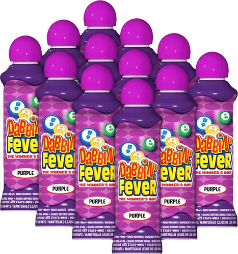 Dabbin' Fever Bingo Daubers One Dozen - Dabbers de tinta de 3 onzas (morado)