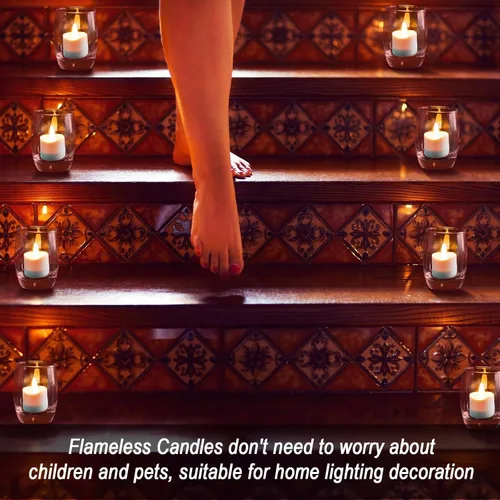 Miniatura 5 de HL Velas sin llama con temporizador remoto, más de 100 horas recargables, impermeables, funciona con pilas, con base de carga, velas flotantes