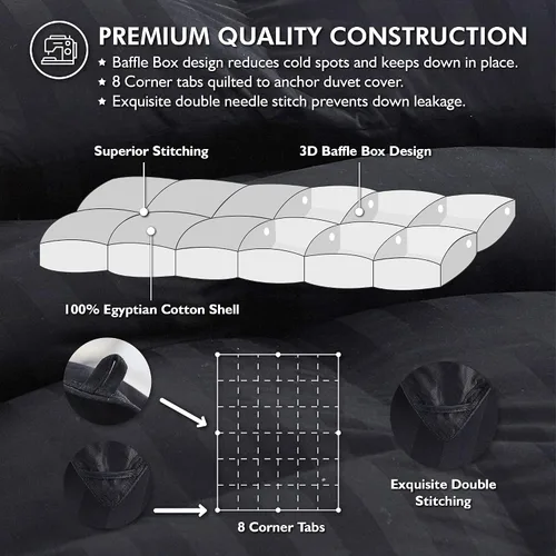 Miniatura 4 de EGYPTIAN BEDDING Lujoso edredón de plumón de ganso siberiano tamaño California King, relleno de edredón, exclusivo tamaño de 108 x 98 pulgadas, 1200