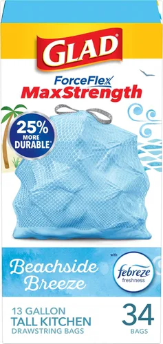 Miniatura 15 de Glad - Bolsas de basura altas para cocina ForceFlex MaxStrength, 13 galones, flor de cerezo, 34 unidades (el embalaje puede variar)