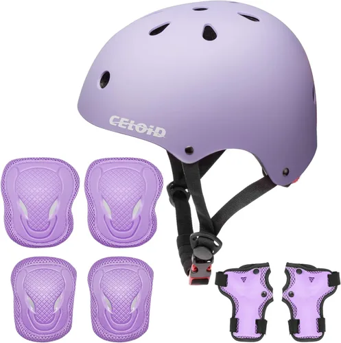 Miniatura 20 de Juego de almohadillas para casco de bicicleta y patineta para niños, equipo de protección para niños pequeños, rodilleras y coderas para niños