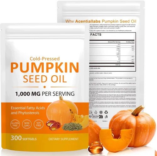 300 cápsulas de aceite de semilla de calabaza, aceite de semilla de calabaza 2 en 1 con palma enana americana para el crecimiento del cabello,