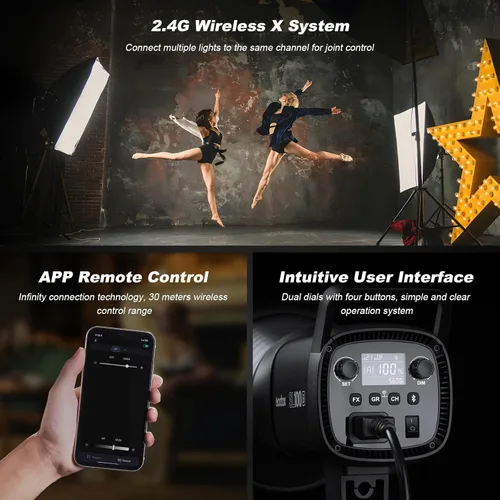 Miniatura 5 de Godox Paquete de 2 kits de iluminación LED COB profesional SL100Bi, kit de luz continua bicolor con 2 soportes de luz, 2 cajas de luz, 1 reflector 5