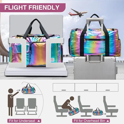 Miniatura 395 de Pequeña bolsa de gimnasio para mujer, bolsa de viaje con compartimento para zapatos