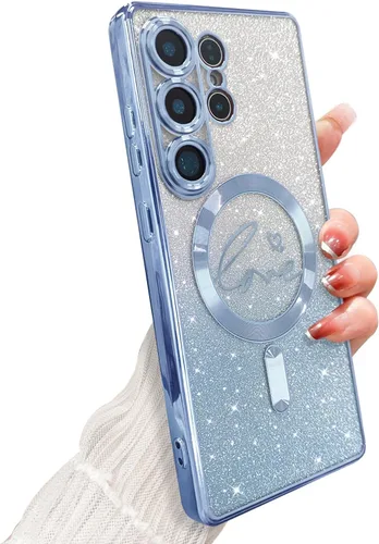Miniatura 298 de ZONRW - Funda para Samsung Galaxy S22 Ultra magnética, para mujeres y niñas, cubierta trasera suave, lujosa, con corazón de amor, bling, degradado