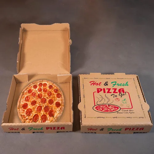 Miniatura 6 de Paquete de 50 cajas de pizza con estampado de 4 colores para pizza caliente y fresca, color marrón (8 x 8 pulgadas)