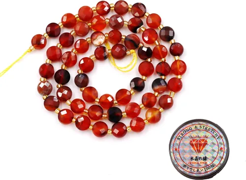 Miniatura 60 de Cuentas de piedras preciosas para la fabricación de joyas, cuentas de monedas facetadas de piedra natural piedra de sangre africana de 0.236 in