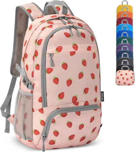 Miniatura 24 de ZOMAKE Mochila plegable ligera 30L, mochilas plegables para senderismo, mochila plegable compacta resistente al agua para viajes Naranja