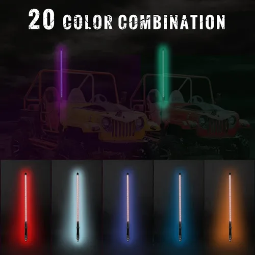 Miniatura 5 de 2PCS 4T LED Luces de látigo Antena Bandera Tacoma Tundra 4 Runner