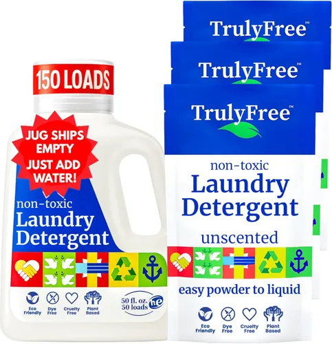 Miniatura 15 de Truly Free Detergente natural para ropa sensible Respetuoso con el medio ambiente, a base de plantas, seguro para ropa de bebé Polvo limpio