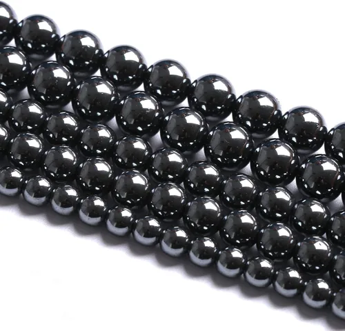 Miniatura 2 de 100 cuentas redondas sueltas de hematita negra de grado AAA para hacer joyas y pulseras