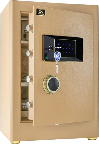 Miniatura 14 de TIGERKING Caja fuerte de seguridad resistente de 2.05 pies cúbicos para el hogar, bloqueo digital para pantalla táctil, antirrobo, estantes Blanco