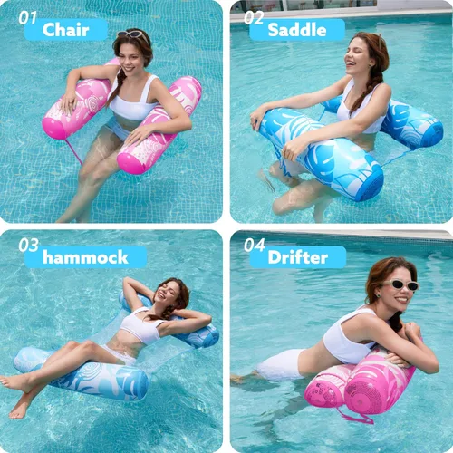Miniatura 2 de SLOOSH 2 Packs Hammock Pool Floats Adults, 4-in-1 Multi-Purpose Inflatable Pool Floats PVC Water Hammock Lounge Floaties