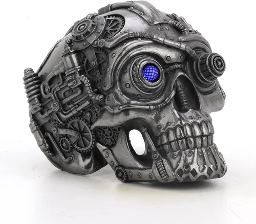 Miniatura 2 de Veronese Design 4 1/2" alto Steampunk láser ojo cráneo resina escultura Petwer acabado
