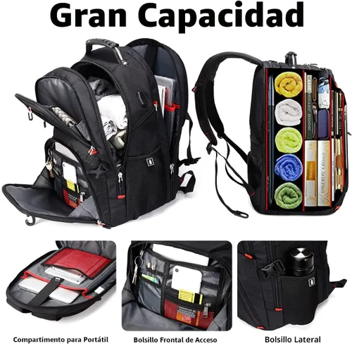 Miniatura 3 de SHRRADOO Mochila de viaje extra grande para laptop de 50L con puerto de carga USB, mochila de universidad y escuela secundaria aprobada por