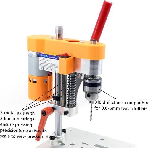Miniatura 4 de Mini Prensa de Taladro de Precisión Máquina de Perforación de Sobremesa Eléctrica Portátil Perforadora de Mesa CNC Motor 795 Mandril B10 Metal