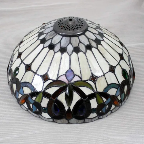Miniatura 7 de WERFACTORY Lámpara de mesa estilo Tiffany, colorido, vitral, serenidad, victoriana, lámpara de mesita de noche, 16 x 16 x 24 pulgadas, luz