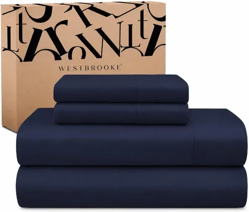 Westbrooke 475TC Juego de sábanas de satén lujoso 100% algodón | Juego de sábanas de satén tamaño individual - Juego de ropa de cama de 3 piezas de