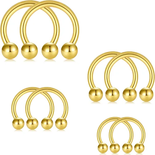 Miniatura 14 de D.Bella Anillos de herradura para el tabique de nariz de acero quirúrgico 16G 18G 20G Joyería de piercing para nariz, cartílago, hélix, tragus, aro