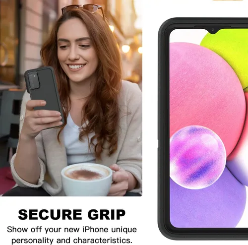 Miniatura 7 de AICase Funda para Galaxy A03S, resistente protección contra caídas, cuerpo completo, resistente a prueba de golpes y polvo, 3 capas, protección Negro