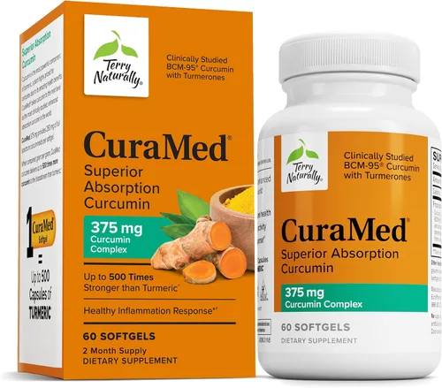 Terry Naturally CuraMed 375mg - Antioxidant Supplement for Brain & Immune Health Support - Dietary Supplement with Curcumin & Turmeric Essential Oil