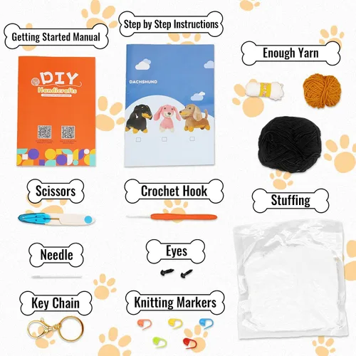 Miniatura 5 de Kit de ganchillo Nikolle para principiantes con videotutoriales paso a paso Kit de ganchillo de animales Kit de inicio de ganchillo para adultos