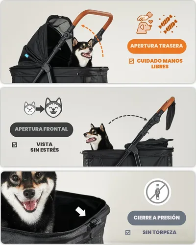 Miniatura 7 de Zoosky Cochecito mediano para perros grandes, cochecito para mascotas para perros medianos de hasta 66 libras, todo terreno con asa y toldo