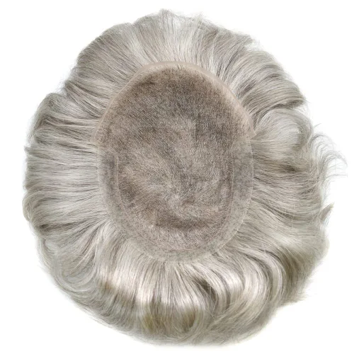 Miniatura 60 de Sistema de repuesto de cabello humano europeo con encaje frontal suizo para hombre, tupé para hombre, pieza de cabello, nudo blanqueado, línea #17