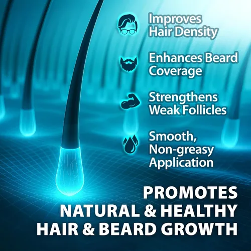 Miniatura 6 de 5% de minoxidil para hombres Barba: aceite de pelo y barba Spary con biotina, extracto de jengibre, aceite de lavanda
