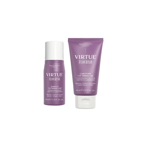 Virtue Flourish - Juego de champú y acondicionador para cabello fino o adelgazante, producto de crecimiento del cabello sin sulfato, tamaño de viaje