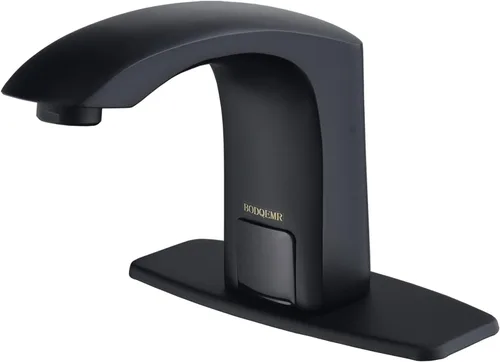 Miniatura 9 de Grifo de baño sin contacto con sensor de movimiento automático con placa de cubierta de orificio y mezclador de temperatura, lavabo manos libres