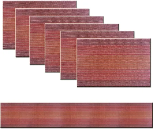 Miniatura 7 de Juego de 6 manteles individuales de plástico lavables para mesa de cocina, resistentes al calor, de vinilo tejido, para exteriores, 12 x 18 Dorado