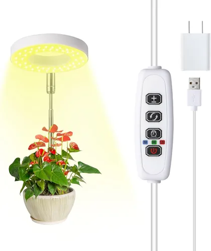 Miniatura 14 de Luz blanca de cultivo de 3.54 pulgadas, luces de espectro completo para plantas para cultivo en interiores con temporizador de 3/9/12H, 3 modos