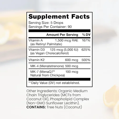 Miniatura 2 de Pure Therapro Rx Gotas veganas A-D-K de 0.3 fl oz, fabricadas en Estados Unidos Suministro de 3 meses Vitamina A (Palmitato), Vitamina liposomal