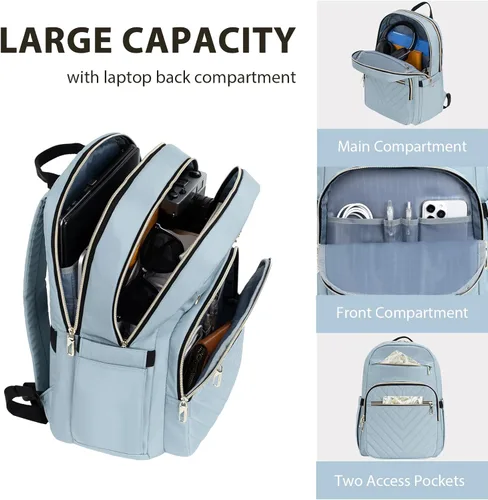 Miniatura 3 de VANKEAN Mochila para laptop de 15.6 pulgadas para mujer, bolsa de trabajo para computadora portátil a la moda con puerto USB, mochilas impermeables