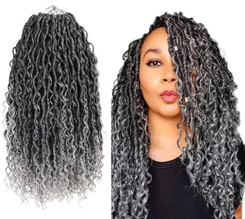 Miniatura 50 de Aipin Goddess Cabello de Ganchillo de 18 Pulgadas Boho River Locs Hippie Locs Ondulado de Ganchillo Con Cabello Rizado en el Medio y Extremos 613