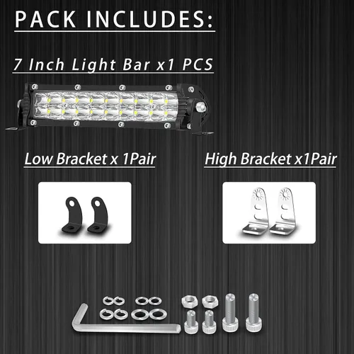 Miniatura 3 de Barra de luz LED delgada de 7 pulgadas para camión tractor, 12 V-60 V, pequeñas luces LED de trabajo todoterreno, luces antiniebla auxiliares 60 W