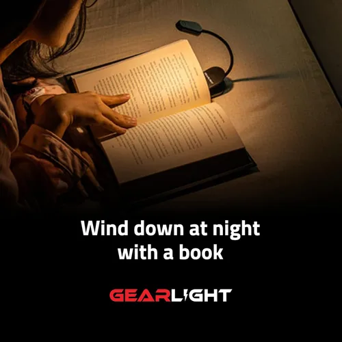 Miniatura 9 de GearLight Luz de libro recargable para leer en la cama – Lámpara LED con clip manos libres con 3 modos de luz, brillo ajustable, luz de lectura Negro