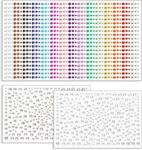 1600 piezas de gemas faciales autoadhesivas de 3/4/5/6 mm para mujeres, gemas para el cabello, joyas faciales, diamantes, purpurina facial para