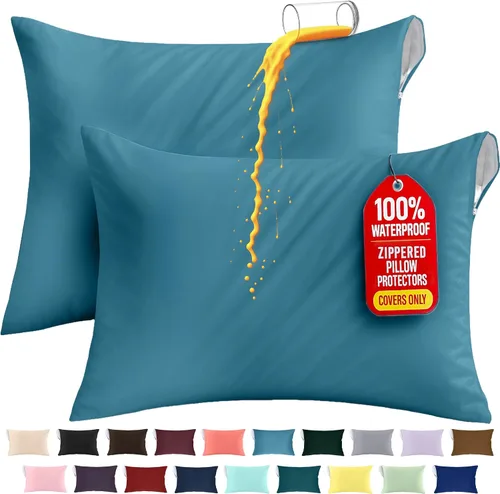 Miniatura 13 de Utopia Bedding Protector de almohada impermeable, con cremallera, paquete de 2, beige, estándar, funda de almohada a prueba de chinches, de 20 x 26