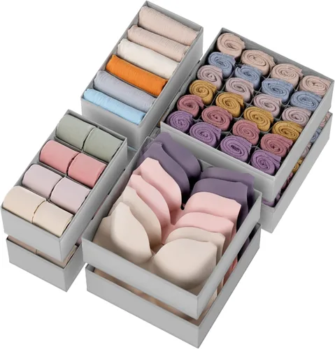 Criusia Organizador de cajones de ropa, paquete de 8 organizadores de cómoda para ropa interior, calcetines, ropa de bebé, organizador plegable de