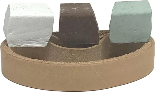 Miniatura 7 de Leatherbeltman - Paquete de 3 cinturones de cuero de 3/4 x 12 pulgadas para Ken Onion Work Sharp - Incluye compuestos de pulido verde, blanco