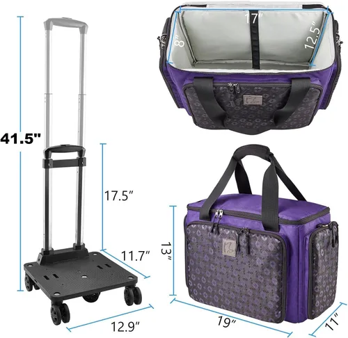 Miniatura 3 de Bolsa para máquina de coser con ruedas universales, funda de transporte para máquina de coser con cremalleras YKK, compatible con la mayoría
