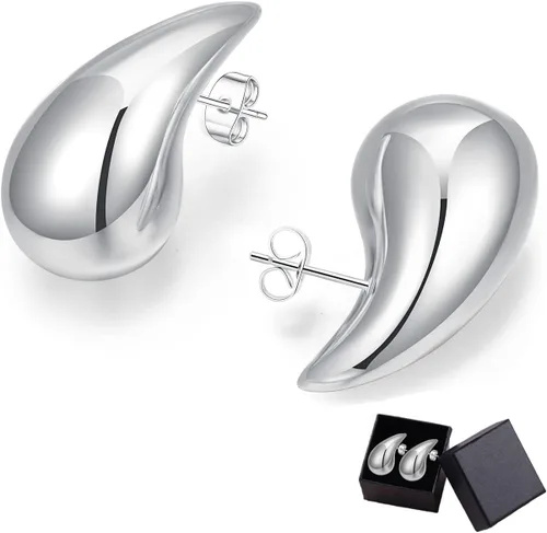 Aretes de lágrima extra grandespequeños para mujer, chapados en oro, huecos, gruesos, hipoalergénicos, ligeros, huecos, aretes de gota de agua,