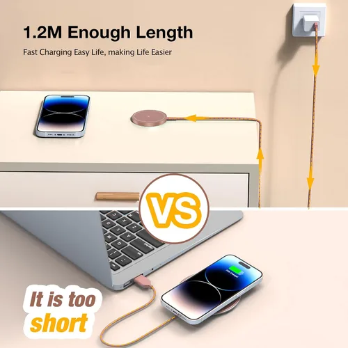 Miniatura 7 de Cargador inalámbrico magnético para iPhone: Compatible con cargador Magsafe iPhone 17 16 15 14 13 12 Serie y Airpods 4 3 2 Pro - Carga rápida de 15