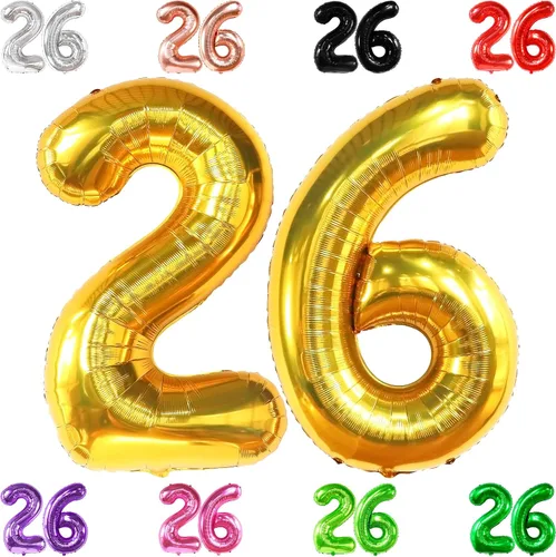 Miniatura 15 de KatchOn, Globos gigantes del número 26, color negro, 40 pulgadas, globos negros de cumpleaños del número 26 para decoración de cumpleaños de 26